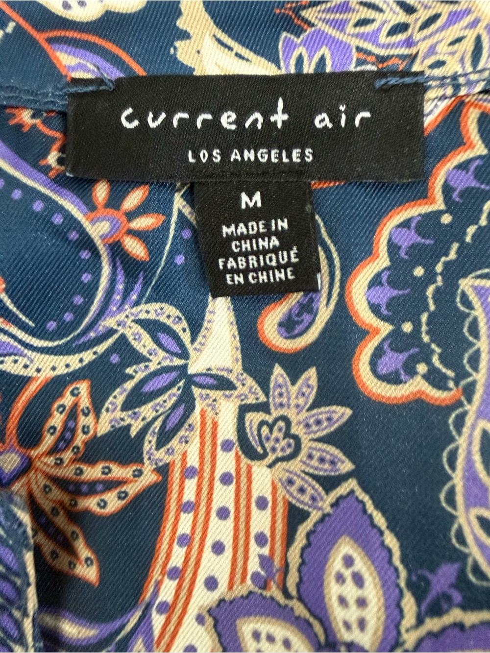 Current Air Los Angeles Paisley Midi Dress Medium Boho Puff Sleeve Tiered Dress - Picture 3 of 7